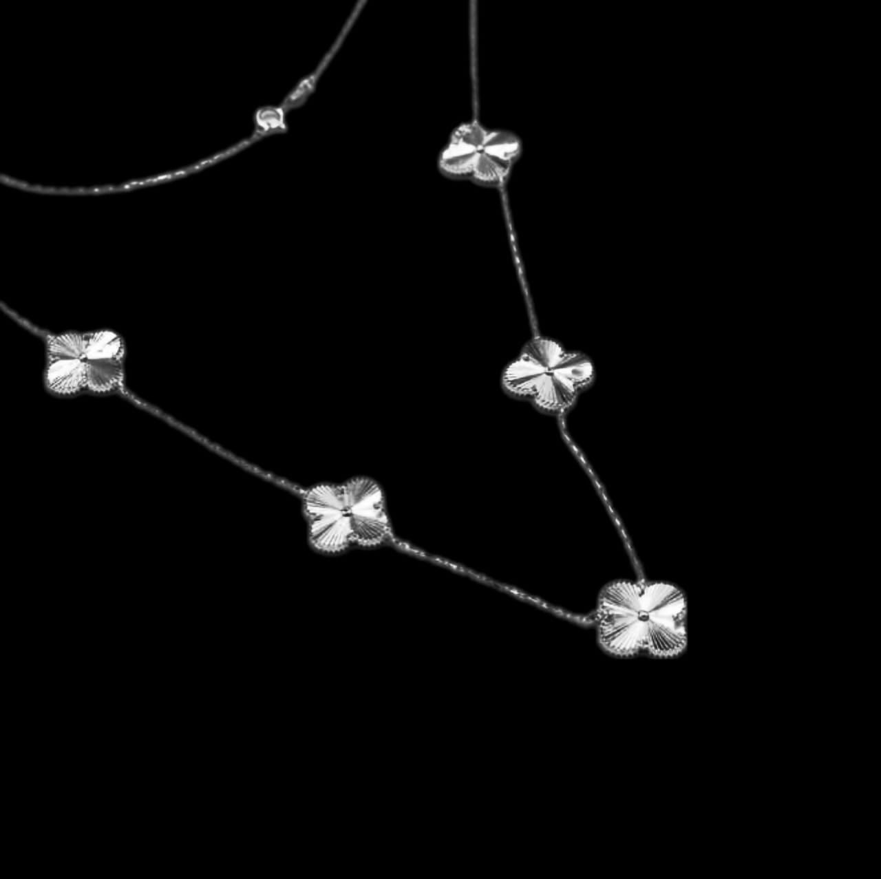 1pc Stainless Steel Shiny Clover Floral 5-Leaf Plant Jewelry Necklace