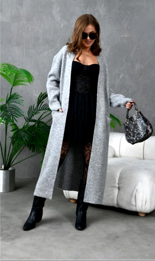 Turkish High-Quality Women Dual Pocket Drop Shoulder Duster Cardigan [ONE SIZE]