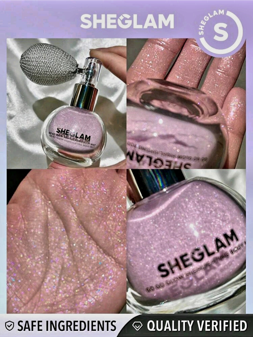 SHEGLAM - Go Go Glow Highlighting Body Mist-Love Bomb Body Glitter Powder Spray