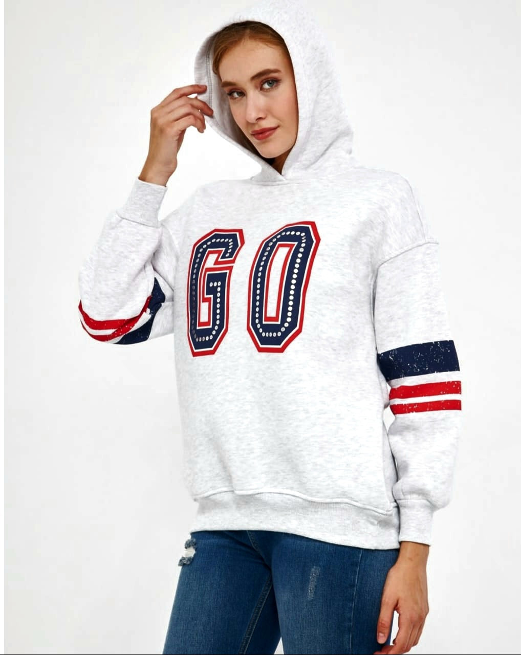 Turkish High-Quality Women Letter Graphic Drawstring Hoodie