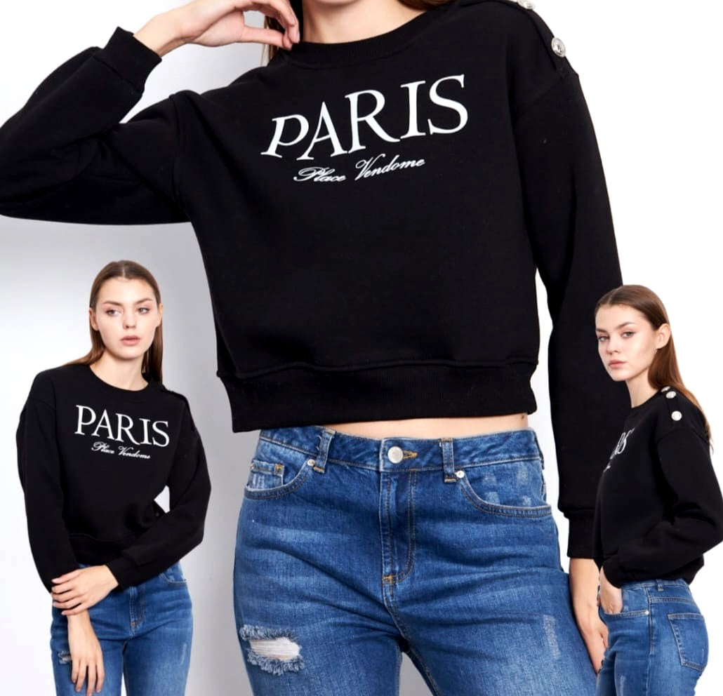 Turkish High-Quality Women Letter Graphic Thermal Lined Sweatshirt