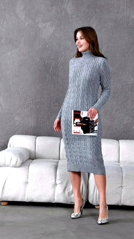 Turkish High-Quality Elegant Design Knitted Dress/Sweater Dress Suitable For Winter, Warm Outfit [ONE SIZE]