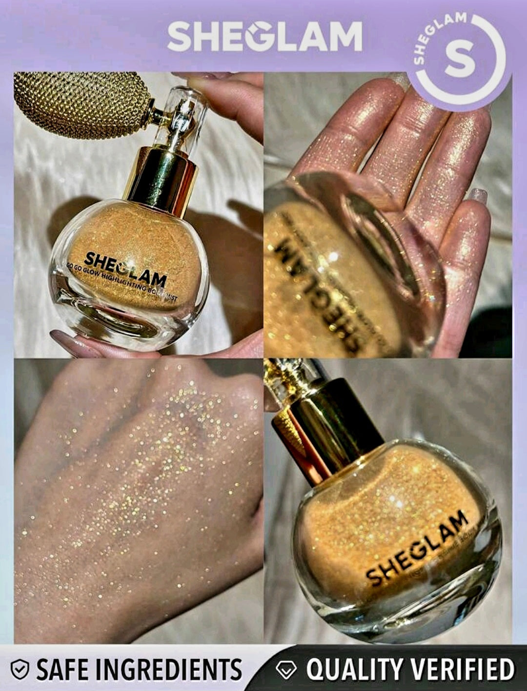 SHEGLAM - Go Go Glow Highlighting Body Mist-Love Bomb Body Glitter Powder Spray