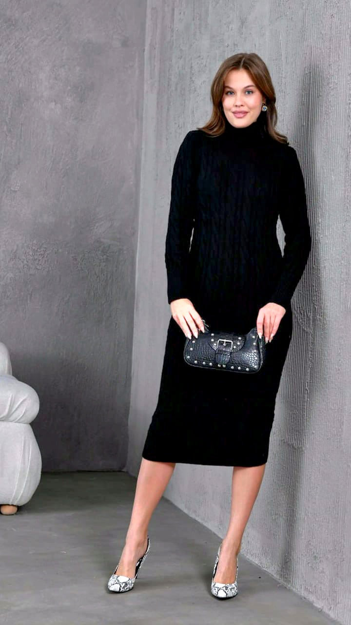 Turkish High-Quality Elegant Design Knitted Dress/Sweater Dress Suitable For Winter, Warm Outfit [ONE SIZE]